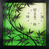 Wall Leaves Clock W/ Acrylic On Glass