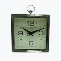 Steel/Alum Table Clock Full Nkl Finish