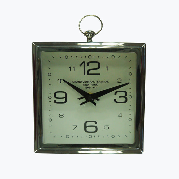 Steel/Alum Table Clock Full Nkl Finish