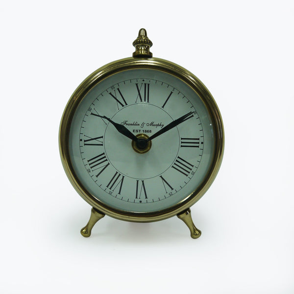 Brass/Alum/Steel Table Clock 4" Sb/Nkl Finish